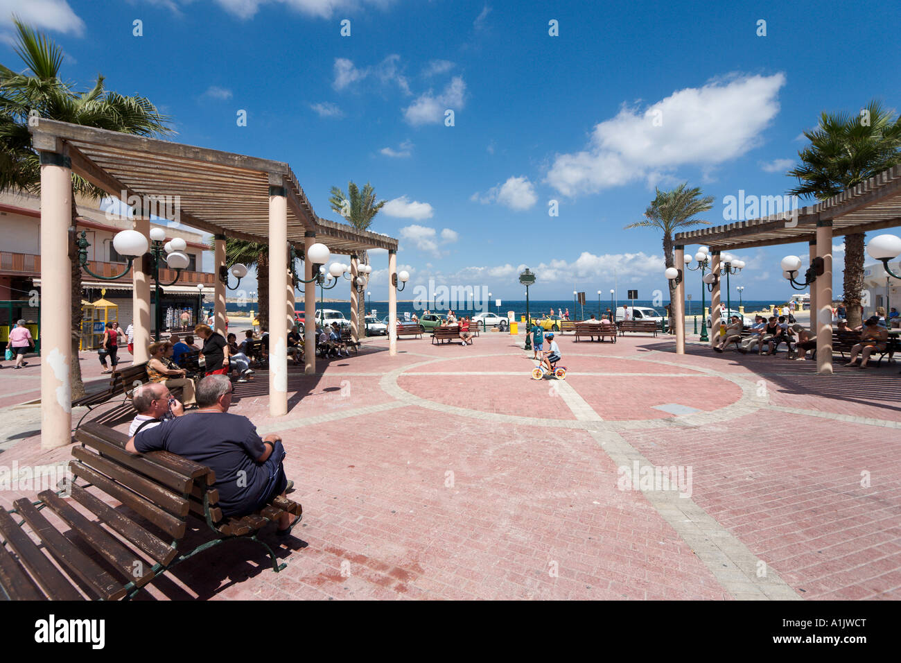 Seafront and resort centre in Bugibba, Malta Stock Photo Alamy