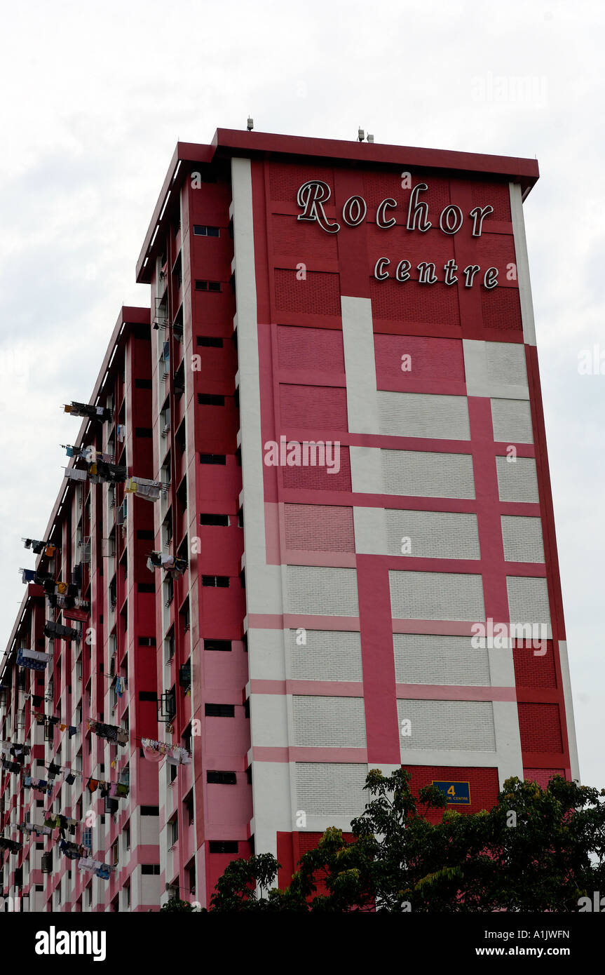 Colourful towerblock accommodation at Bugis Junction, Singapore Stock Photo
