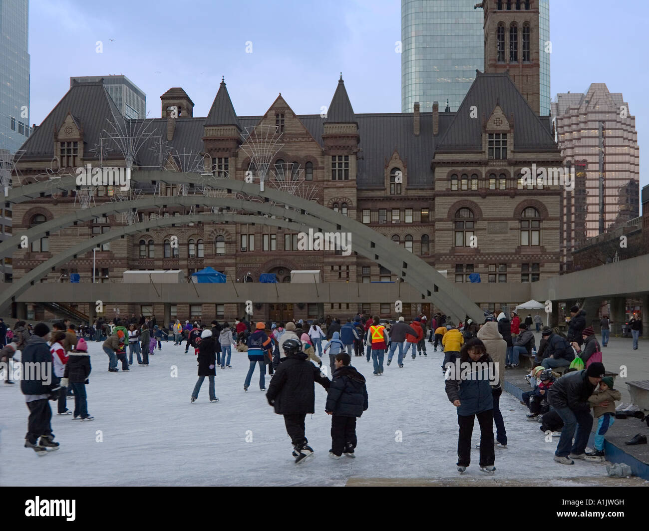 Ice Skating at Toronto City Hall Stock Photo Alamy