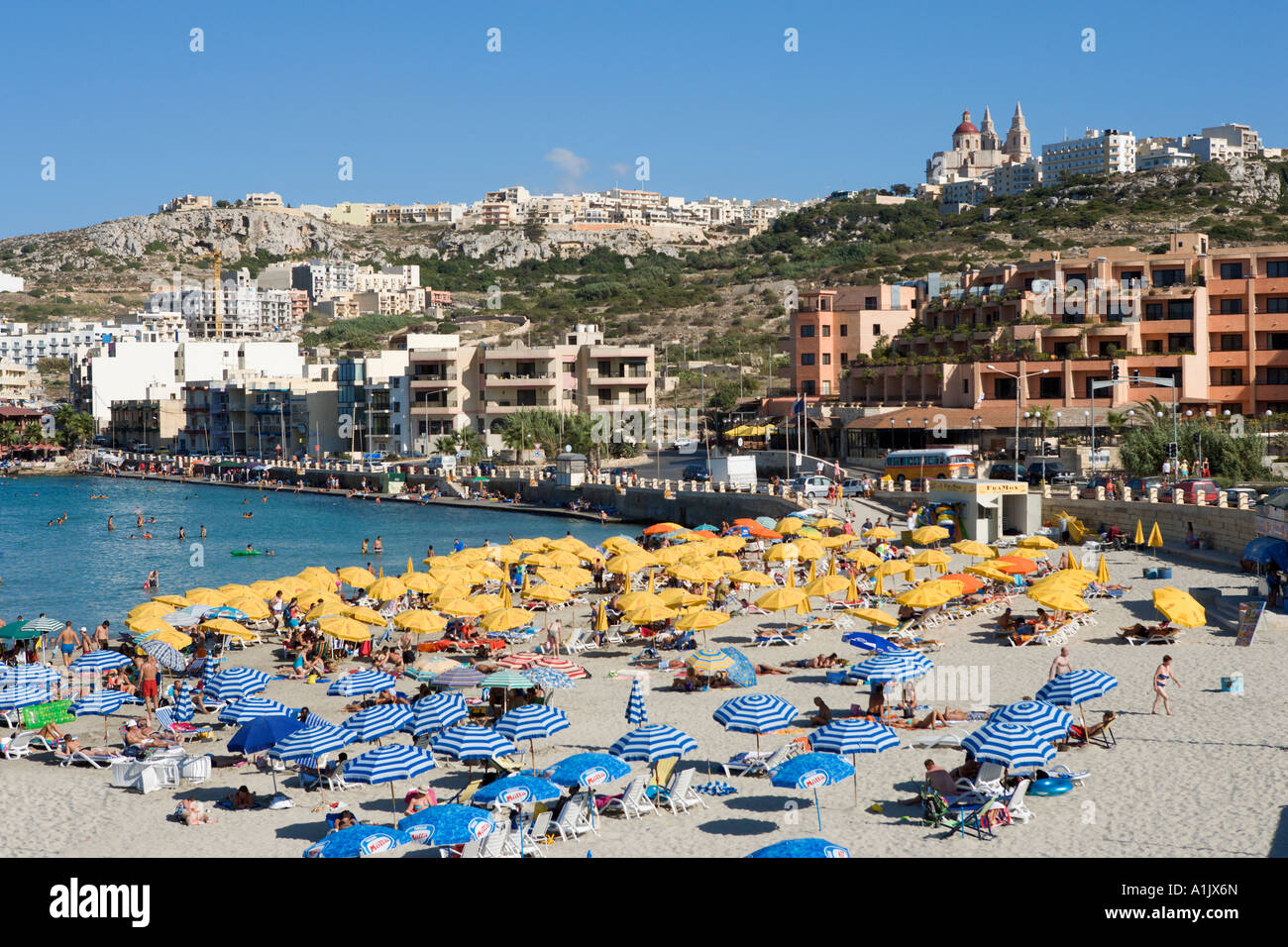 Melliah and Mellieha Bay beach, Malta Stock Photo