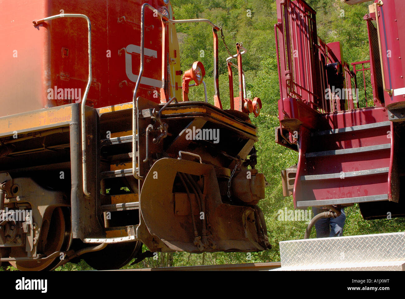 train cars coupling Stock Photo Alamy
