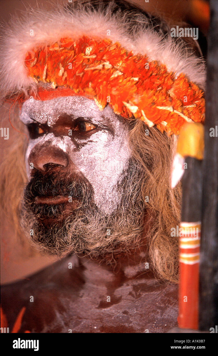 Arnhem Land Aborigine from Elcho Island off the north coast of Australia at an Aboriginal art reception Stock Photo