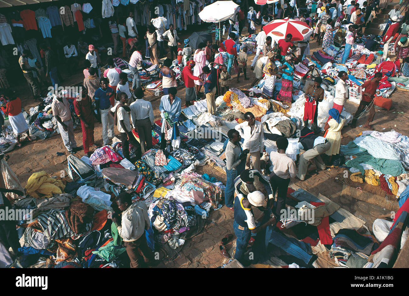 Second hand clothes market in Kigali Rwanda Stock Photo