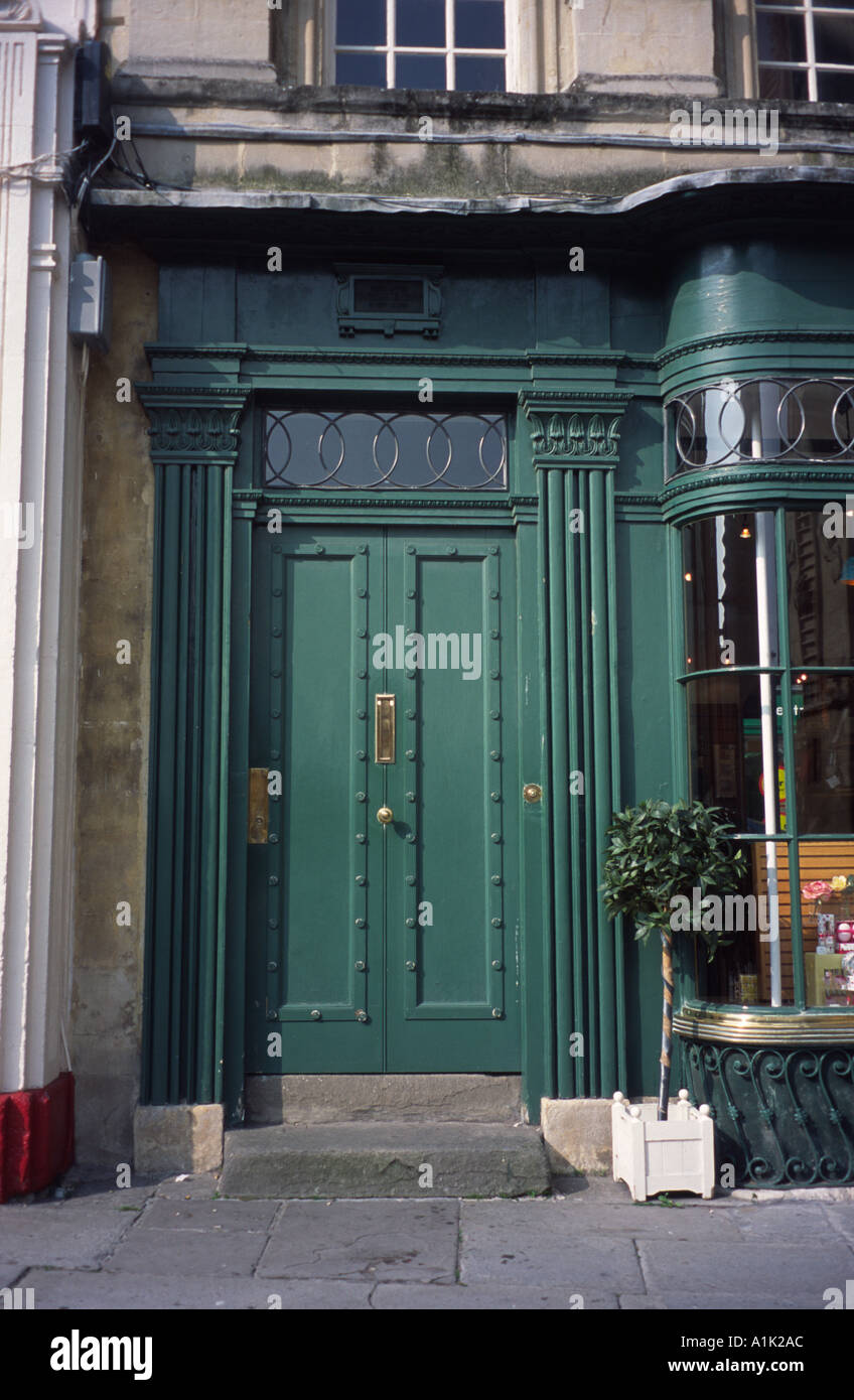 Green Georgian Shop Door Bath Spa Somerset England Uk