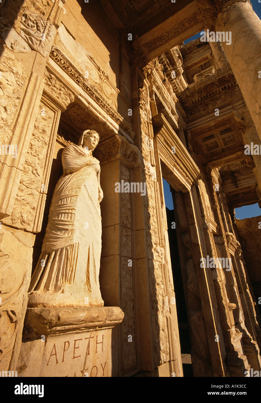Front facade of the Library of Celsus, Ephesus, Turkey Stock Photo - Alamy