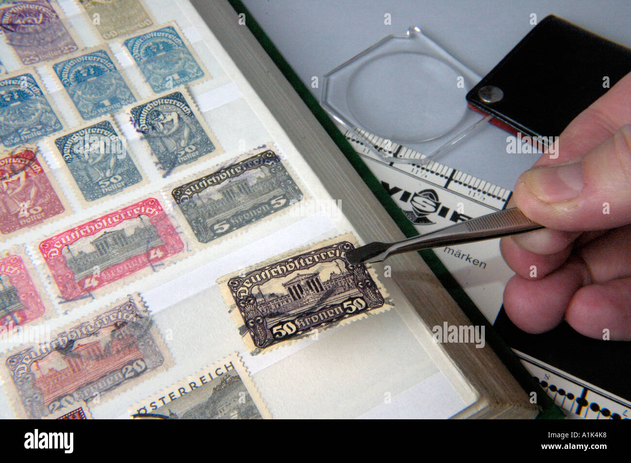 Stamp collection Stock Photo