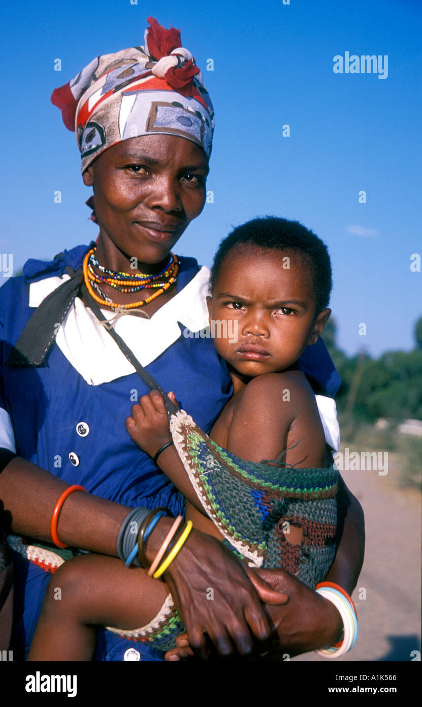 San woman small town of Drimiopsis in Central eastern namibia San bushmen have an oriental look and heart shaped faces Namibia Stock Photo