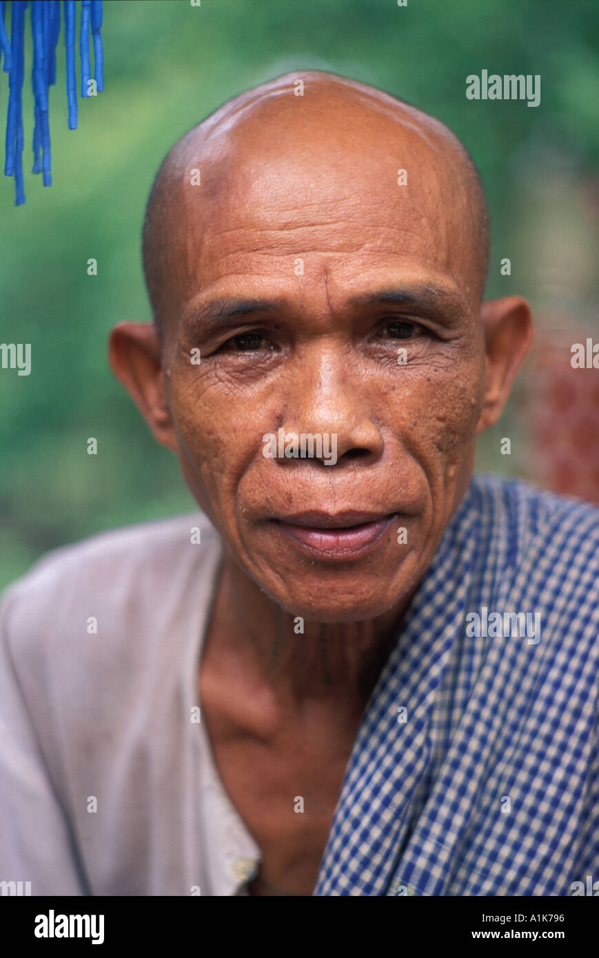 Khmer man with Cambodian krama on shoulder Cambodia Stock Photo