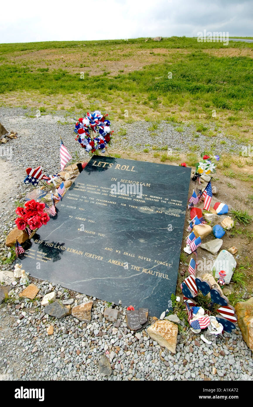 Crash site of flight 93 the air plane that was high jacked on 911 and went down in a field at Shanksville PA Stock Photo