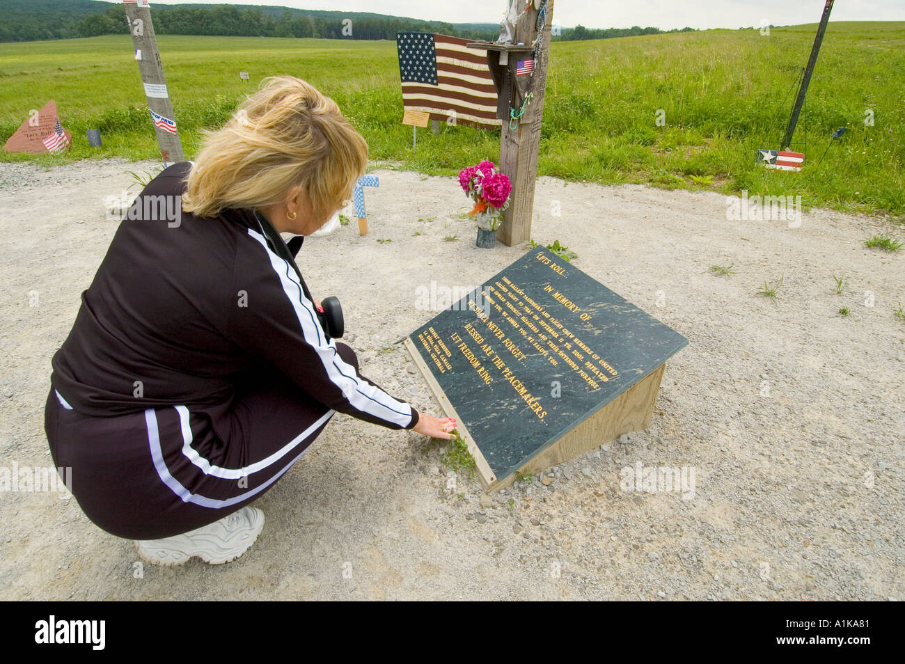 Crash site of flight 93 the air plane that was high jacked on 911 and went down in a field at