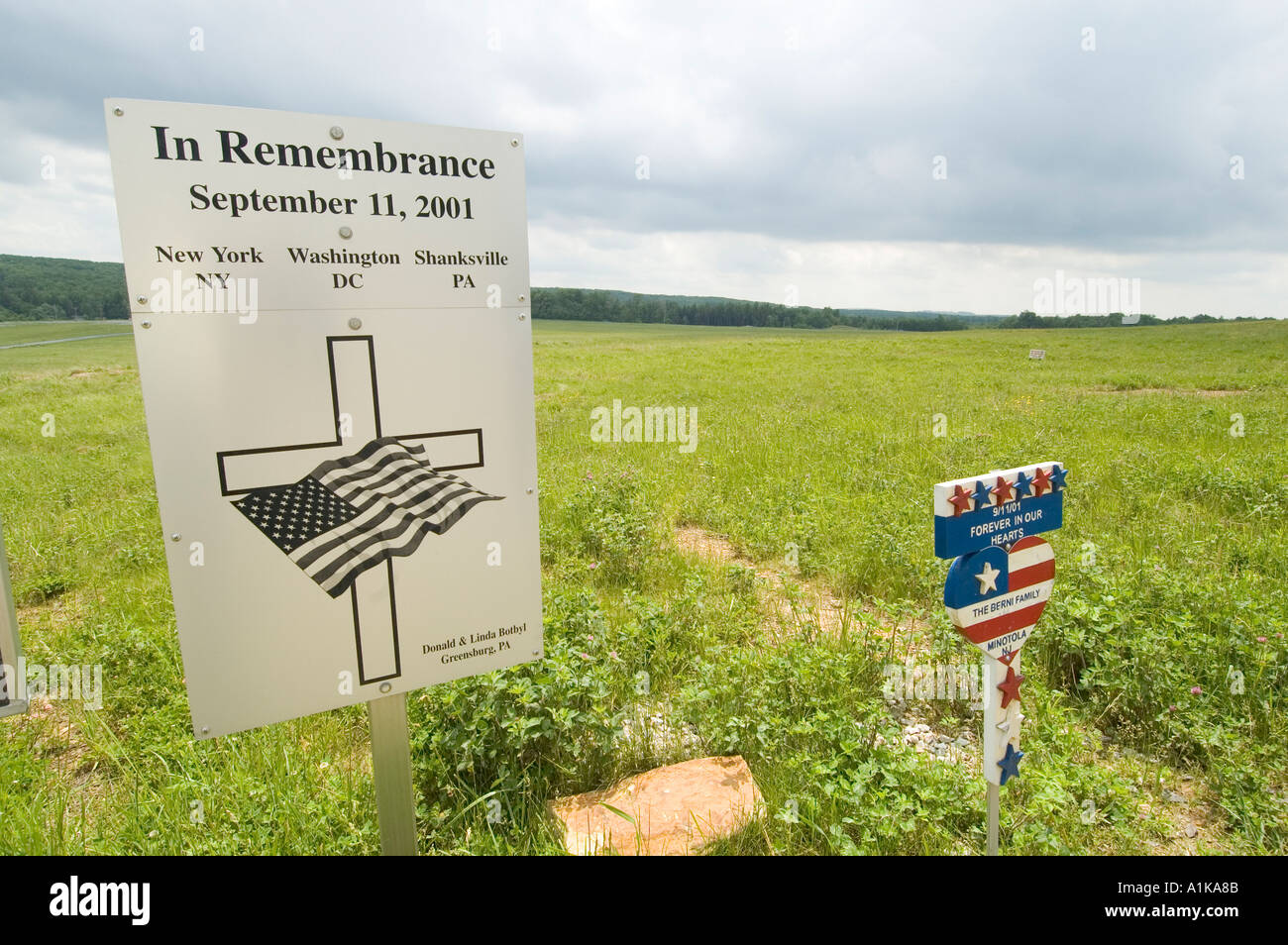 Crash site of flight 93 the air plane that was high jacked on 911 and went down in a field at