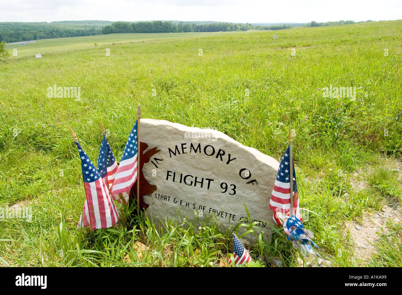 Crash site of flight 93 the air plane that was high jacked on 911 and went down in a field at Shanksville PA Stock Photo