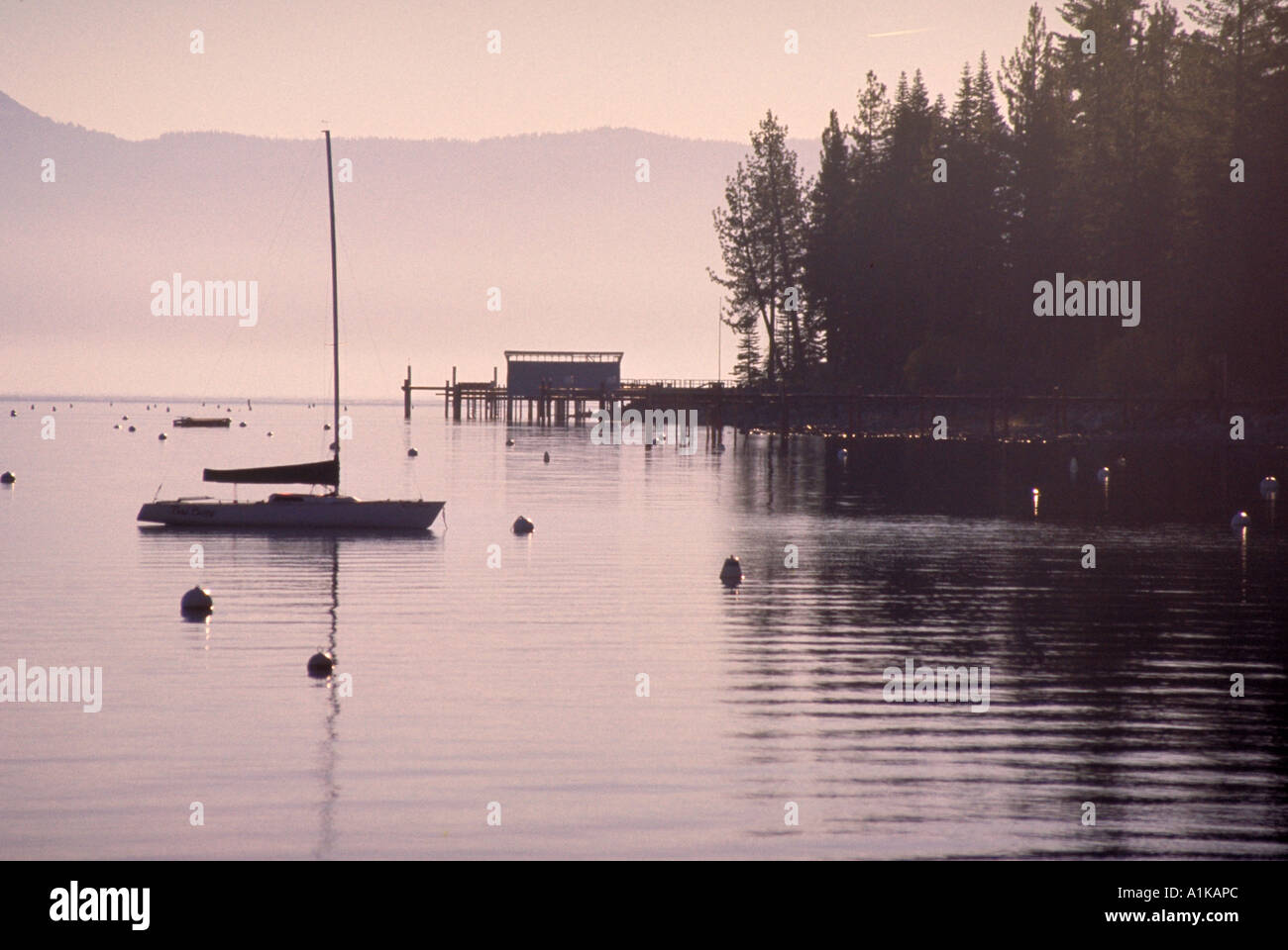 Sailboat at mooring. Lake Tahoe, Nevada Stock Photo Alamy