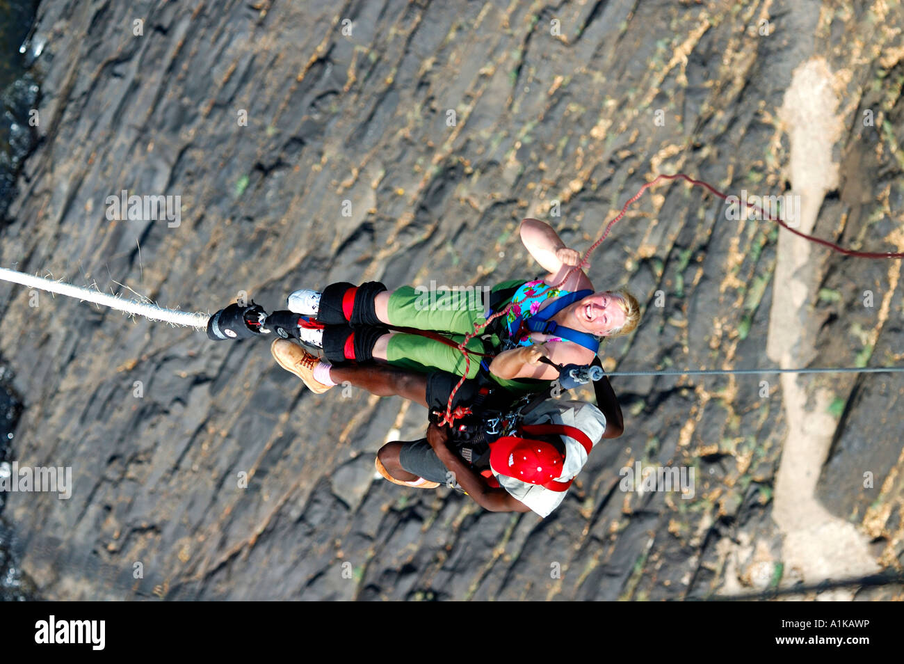 Bungee Jumping from the Victoria Falls, Zambia, Zimbabwe, Bridge Stock