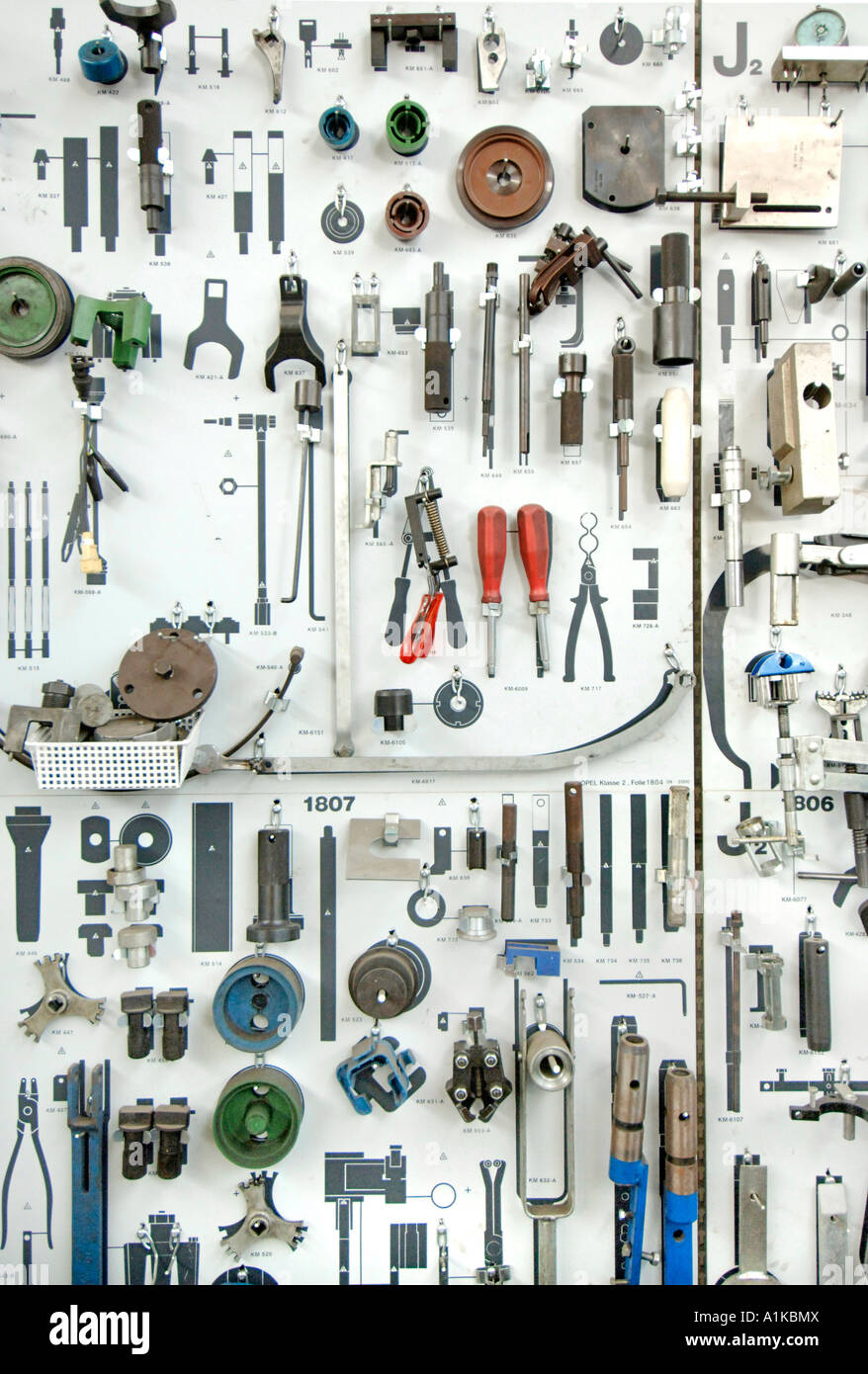 Motorcar handcraft, Car dealer for Opel and Honda. maintenance work / repairing special car tool Stock Photo