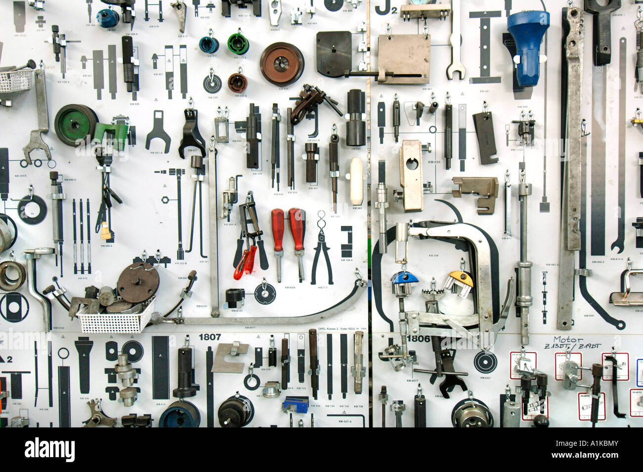 Motorcar handcraft, Car dealer for Opel and Honda. maintenance work / repairing special car tool Stock Photo