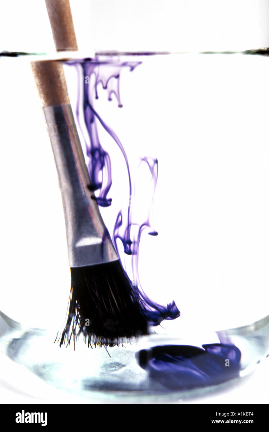Paint brush in water with paint (refraction Stock Photo Alamy