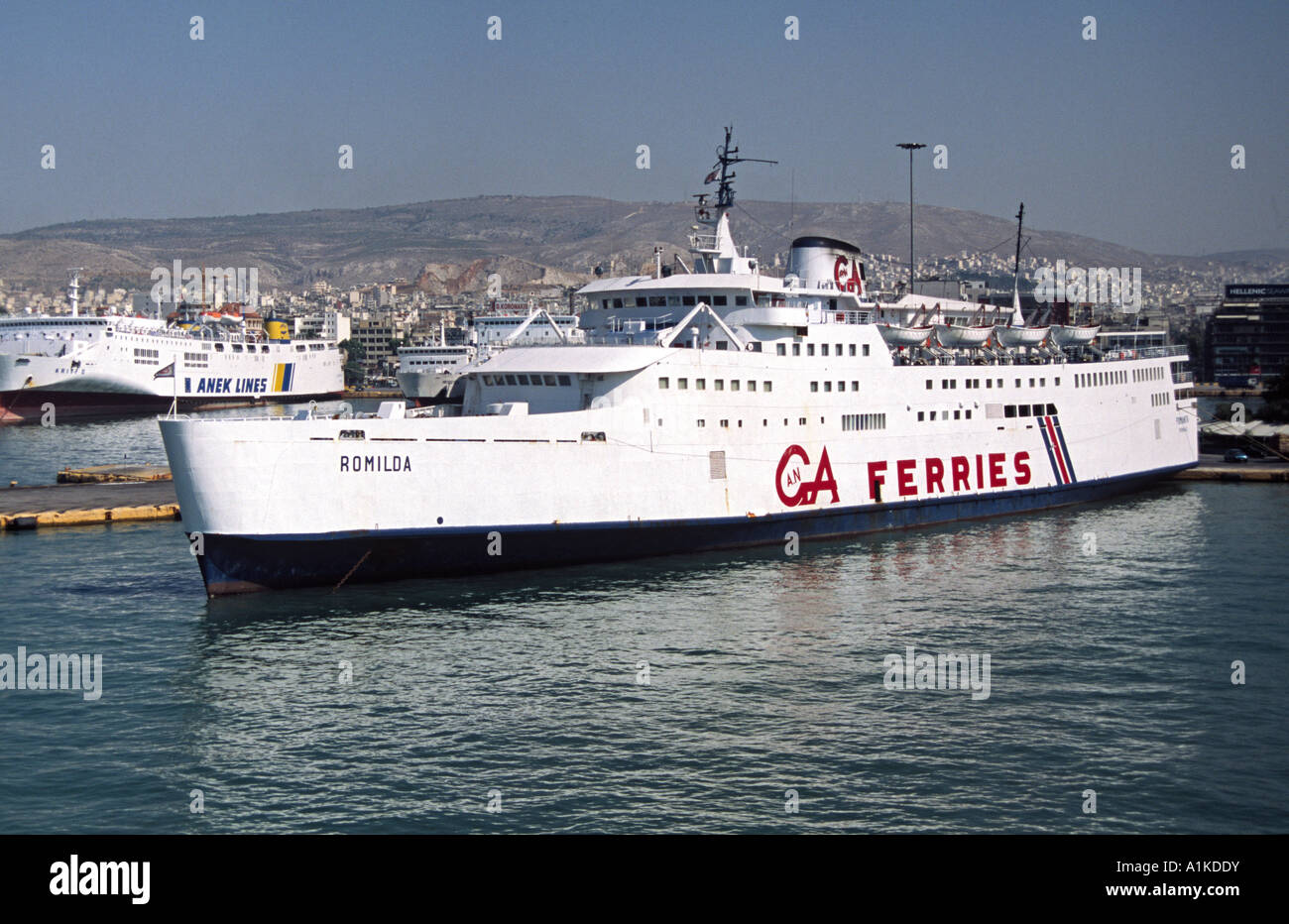 Romilda Greek GA Ferries ferry at Piraeus in Greece Stock Photo