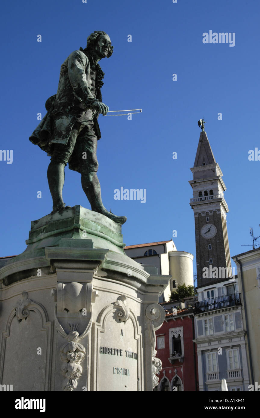 Piran, statue of Guiseppe Tartini Stock Photo