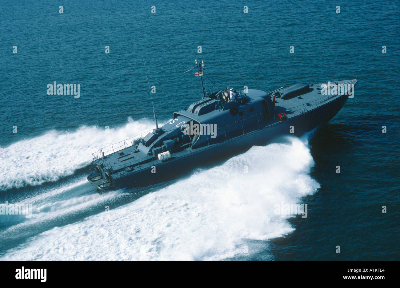 Motor torpedo boat at speed Stock Photo