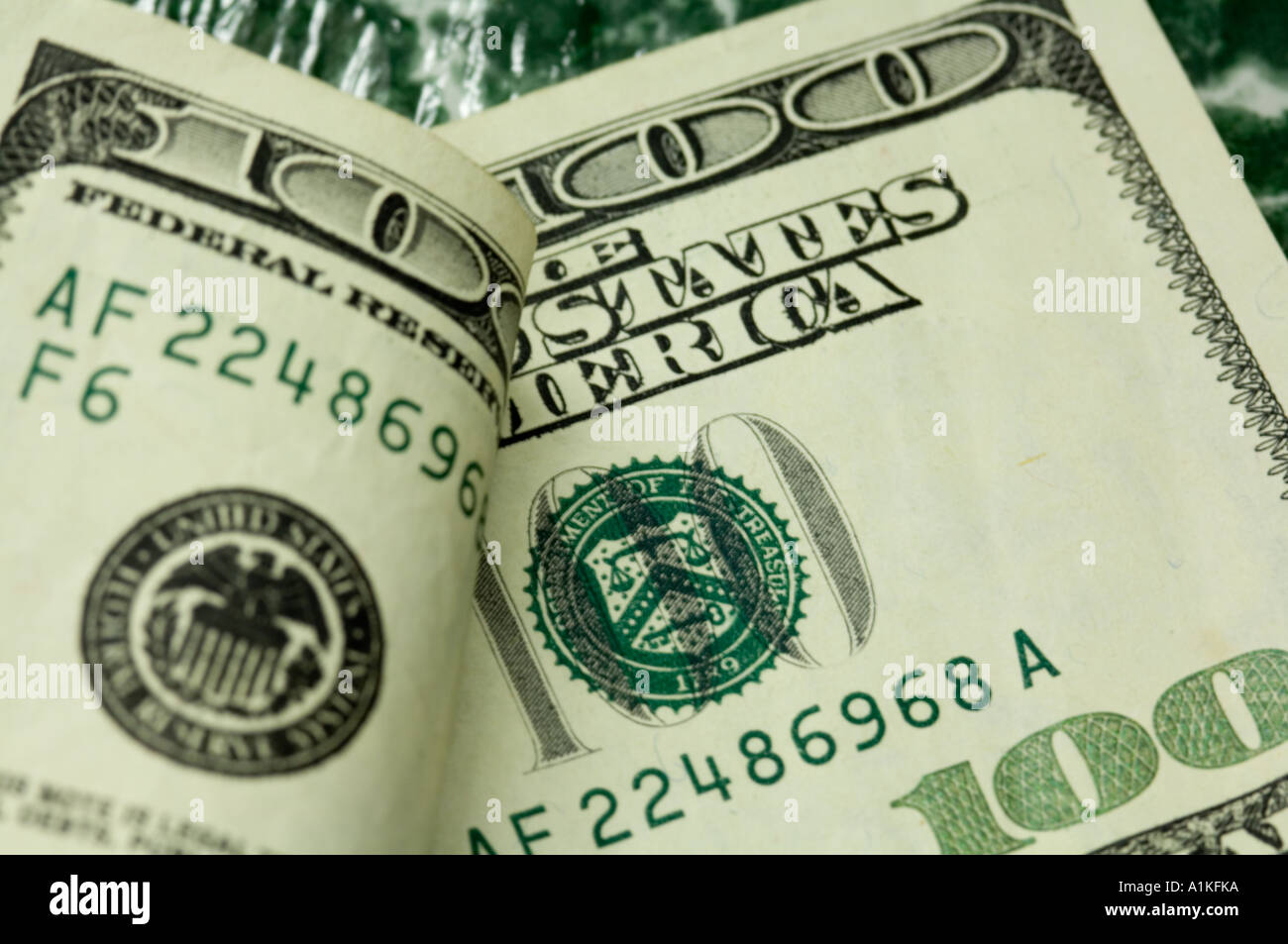 closeup of one hundred dollar bills US Stock Photo