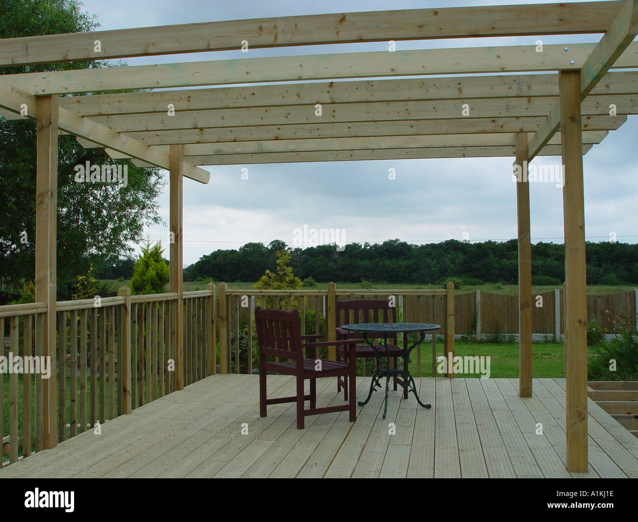 Pergola over garden patio deck the decking and pergola are constructed ...