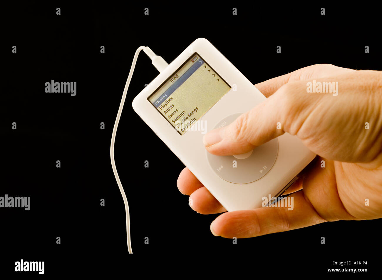 hand with ipod apple macintosh MP3 player Stock Photo
