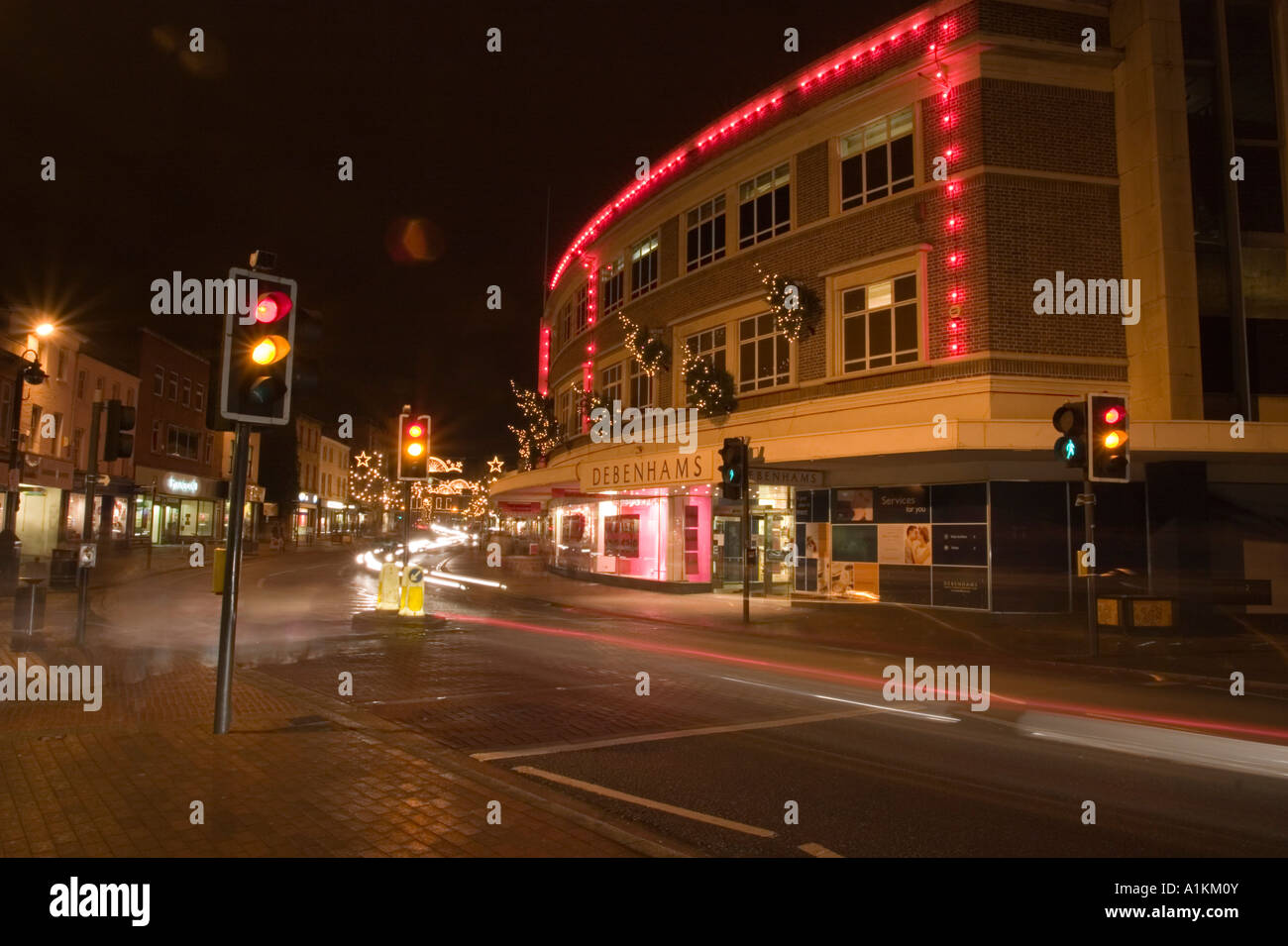Christmas lights and decorations in Taunton Somerset Stock Photo Alamy