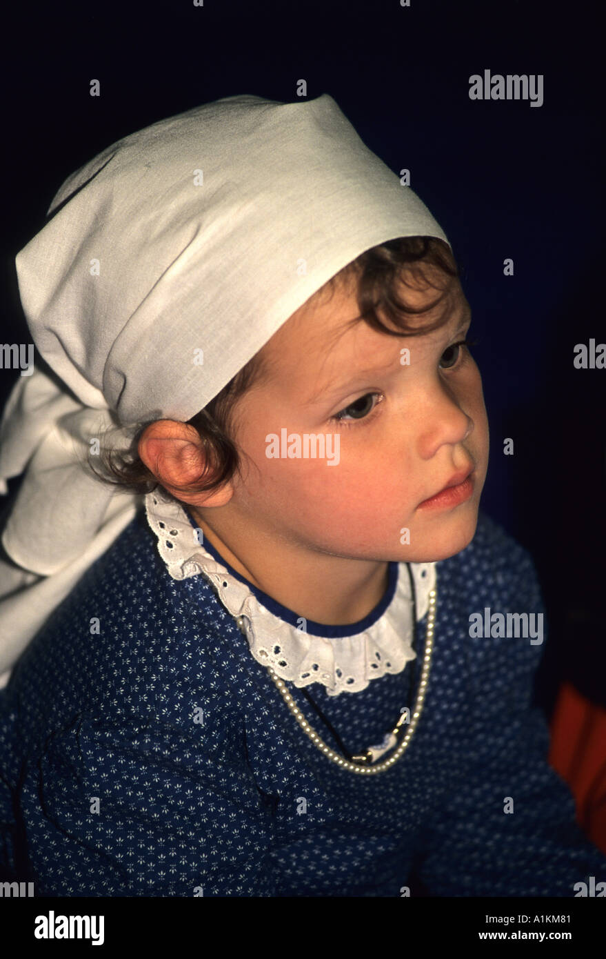 Basque girl age 4 to 6 wearing traditional dress and scarf Stock Photo ...