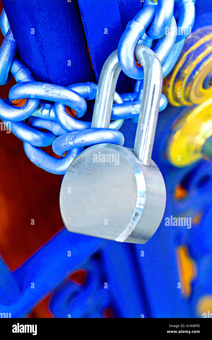 Gate secured with padlocks hi-res stock photography and images - Alamy