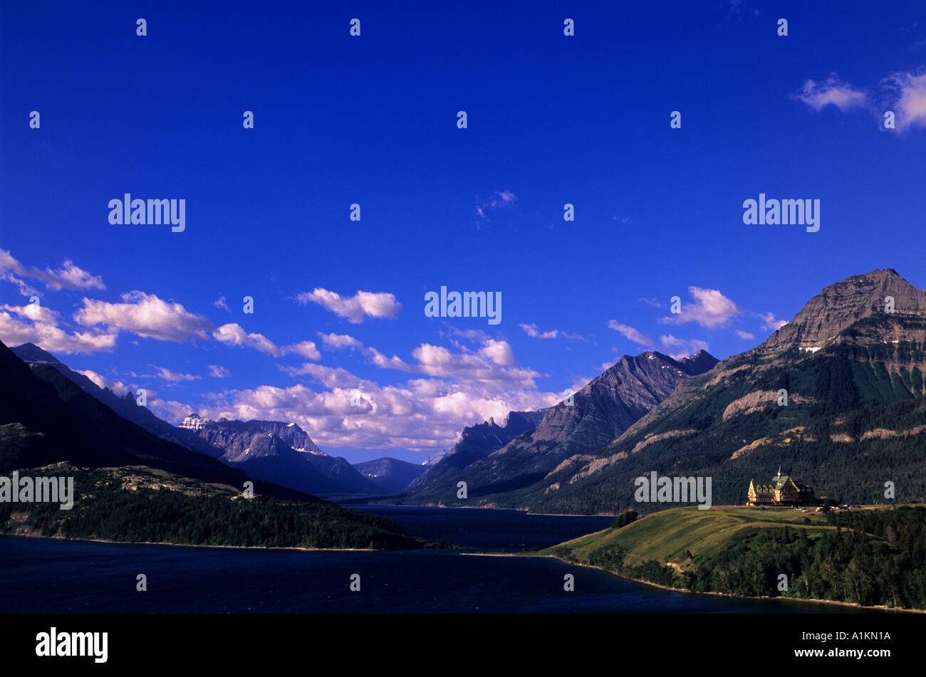 Upper Waterton Lake looking from above and south towards the Prince of ...