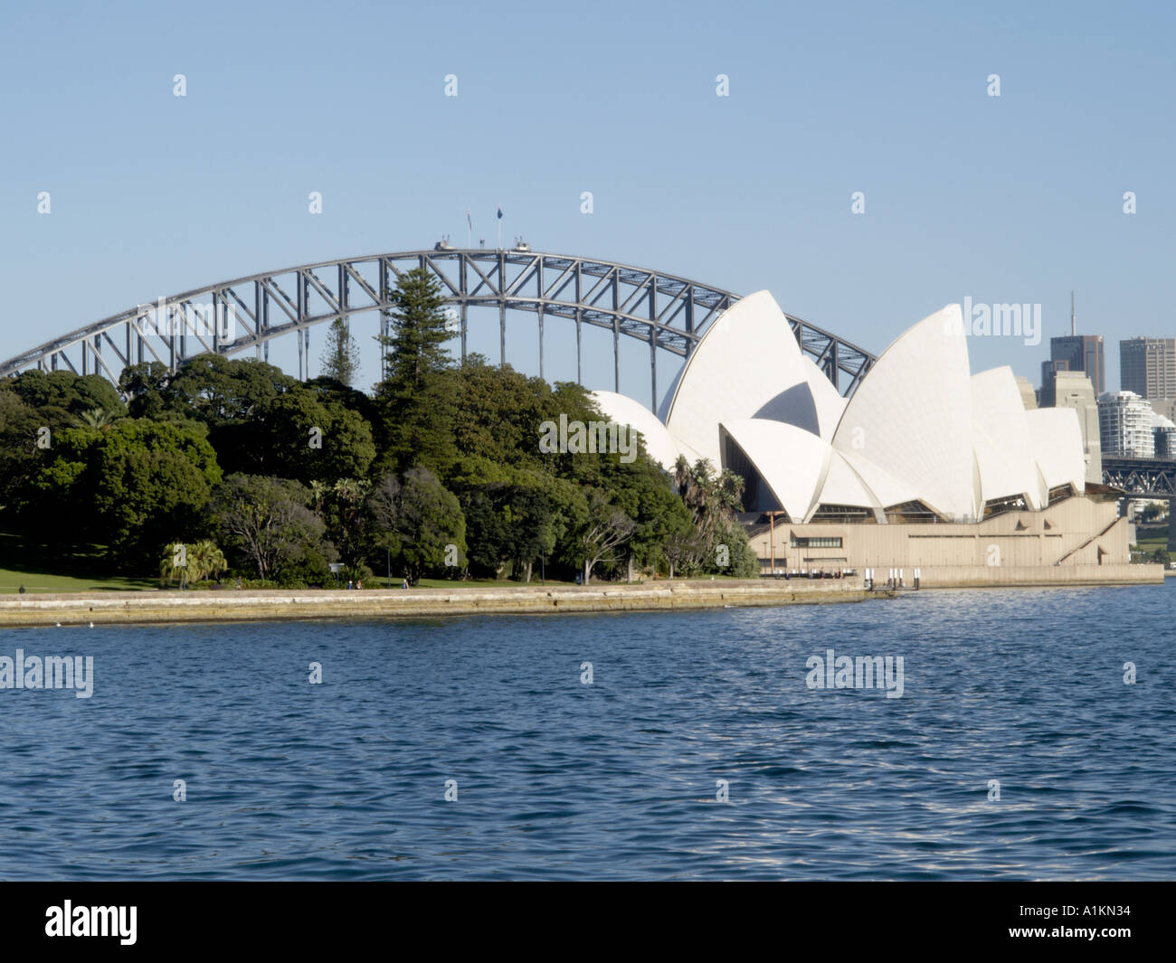 SYDNEY OPERA HOUSE AND HARBOUR BRIDGE VIEWED FROM MRS MACQUARIES POINT ...