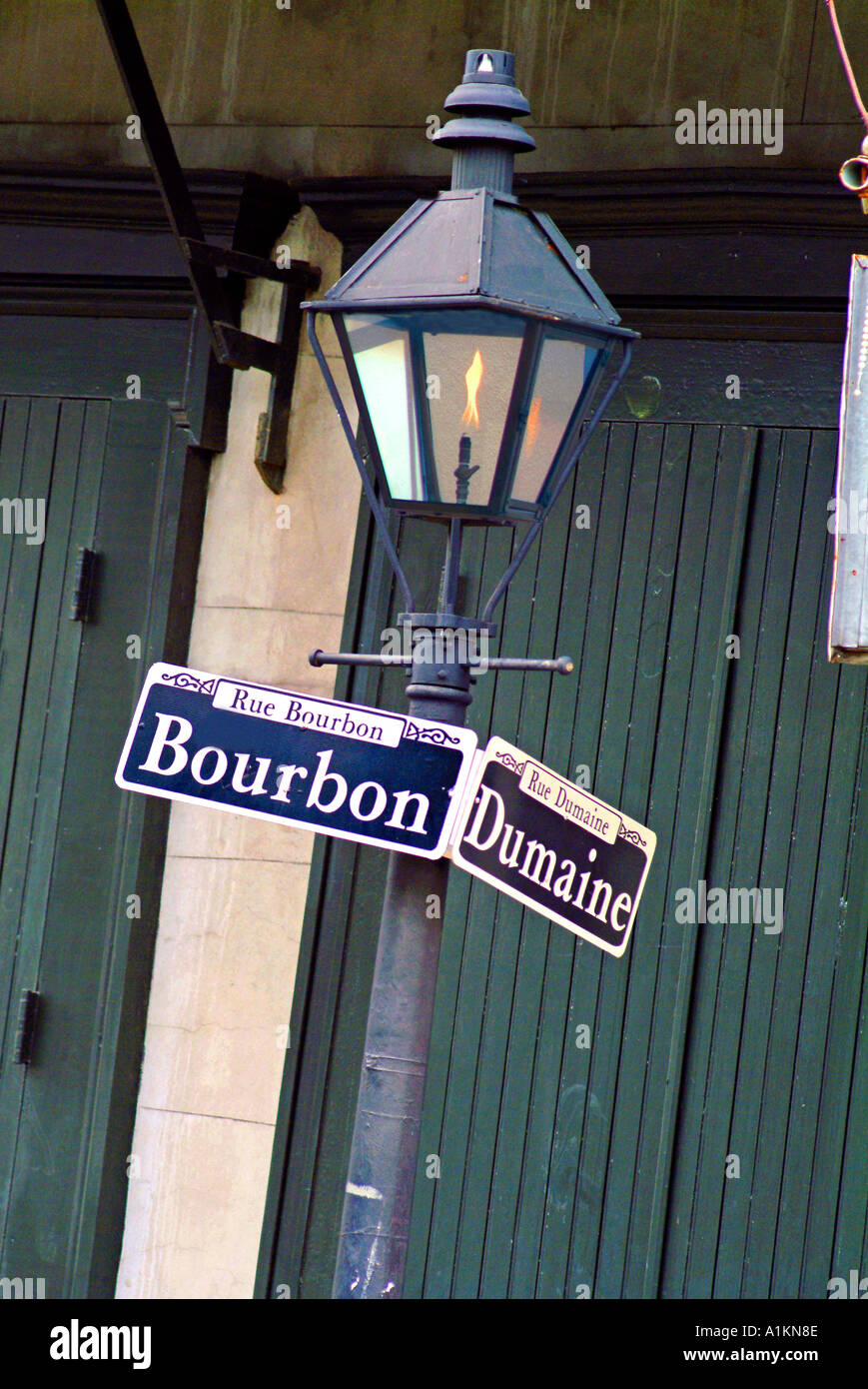 Gas lamp and street sign in New Orleans Louisiana Stock Photo - Alamy