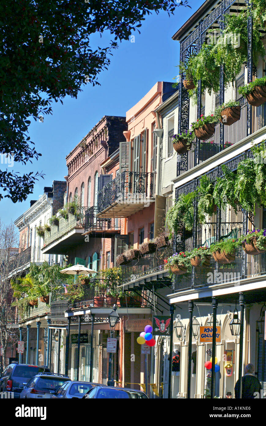 Typical Residential architecture of homes in New Orleans Louisiana French Quarter Stock Photo