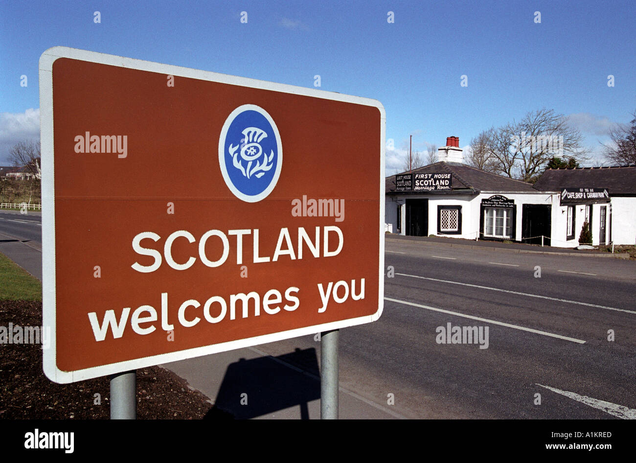 Scotland border sign Stock Photo