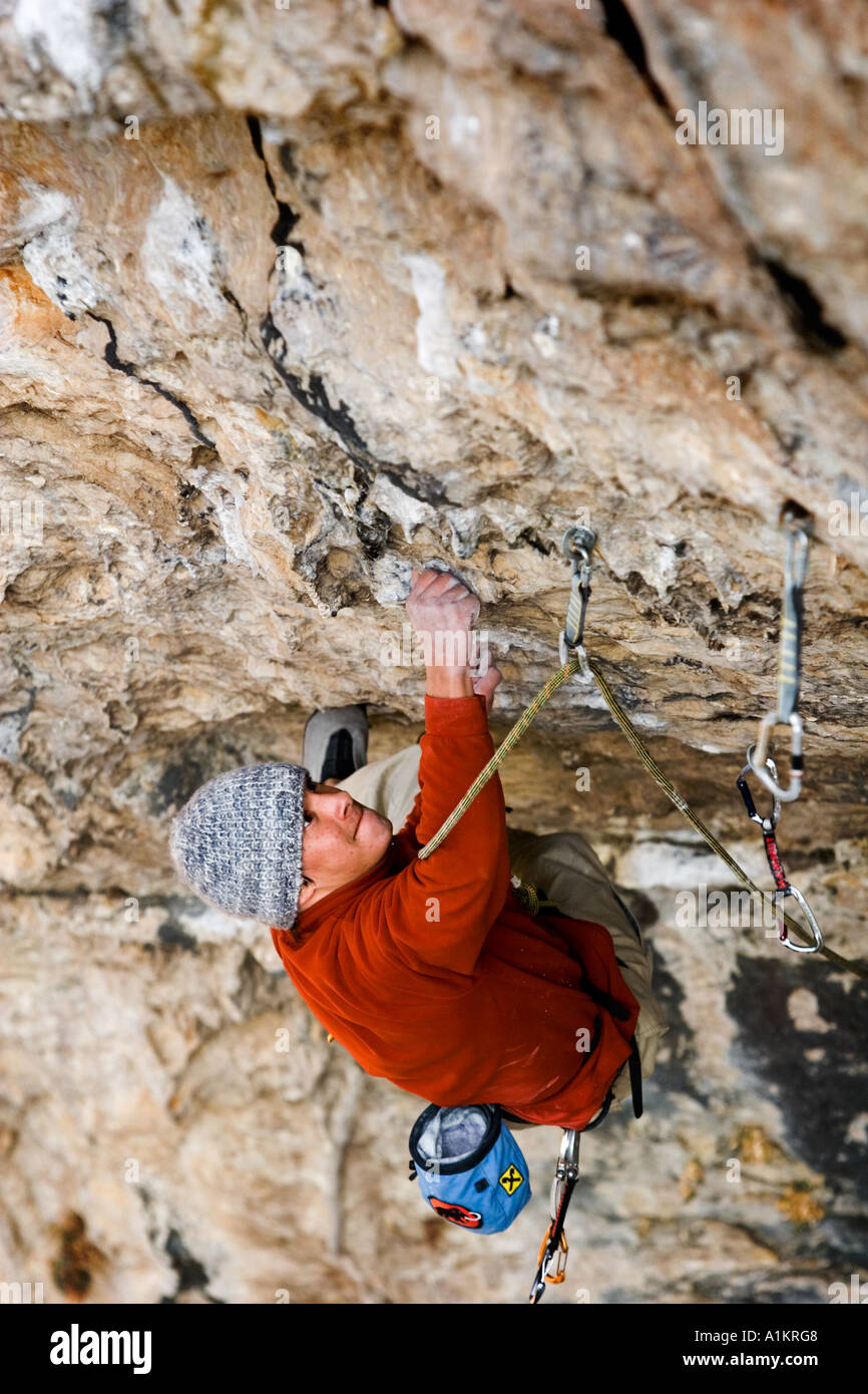 World Champion, austrian David Lama, climbing hard core route in Spain ...