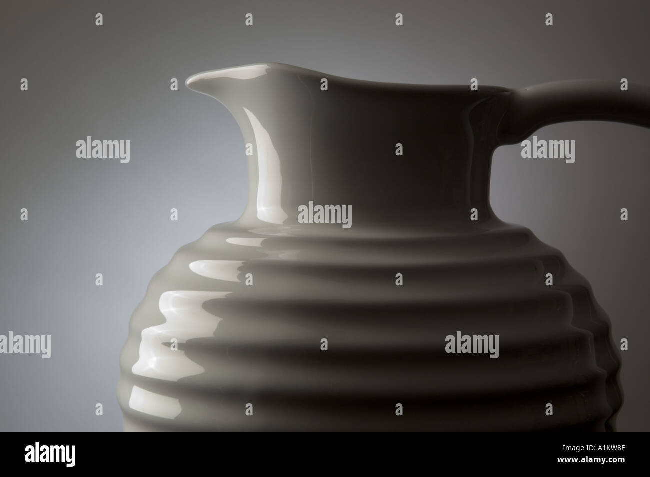 White ribbed pitcher or jug Stock Photo Alamy