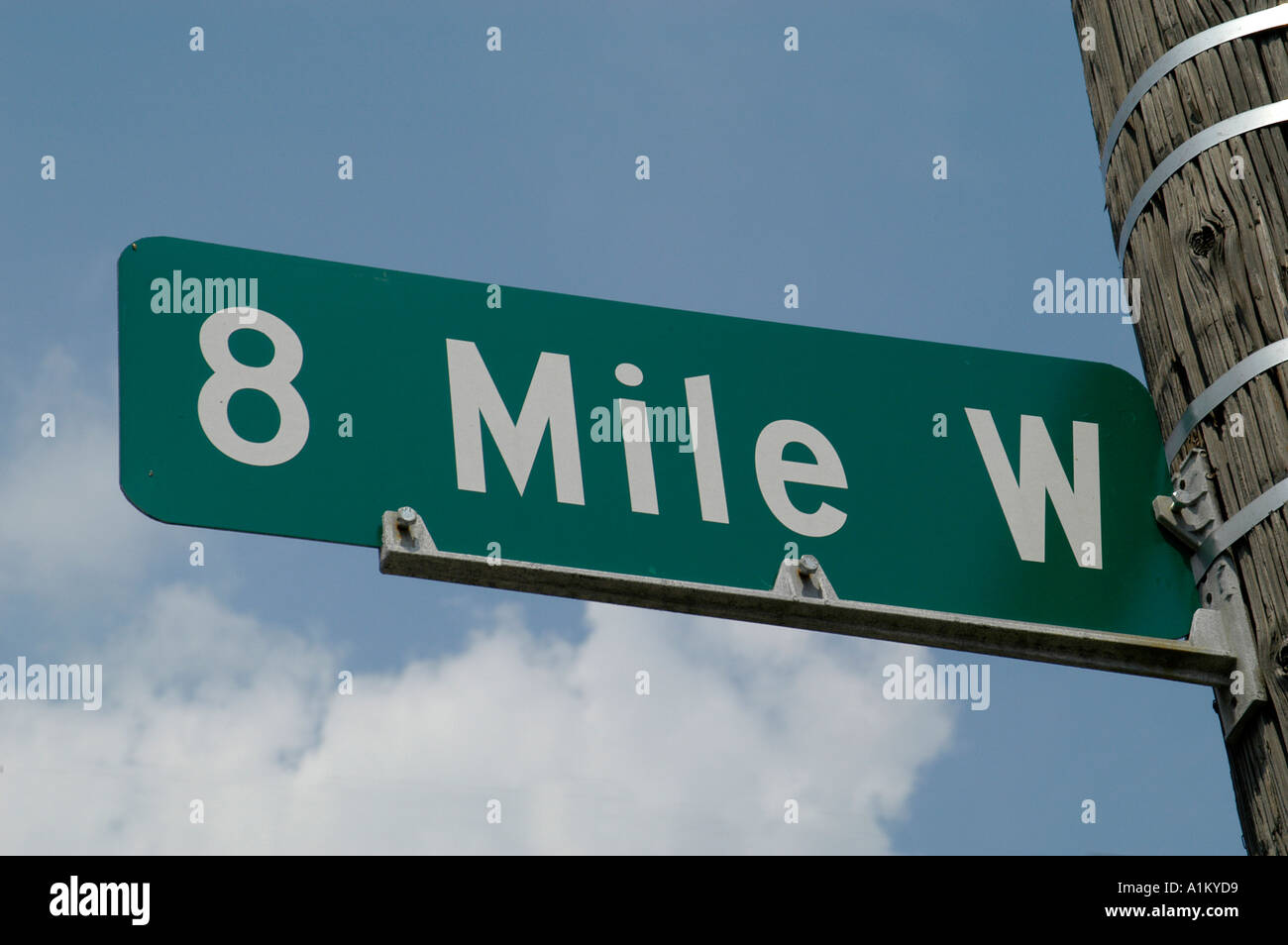 Street sign for 8 Mile Rd in Detroit Michigan USA  Stock Photo