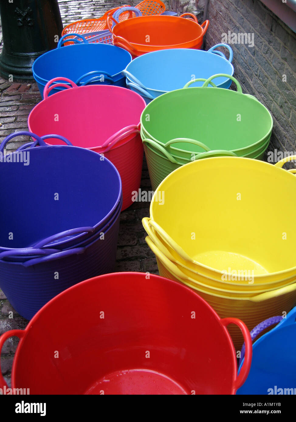 coloured plastic buckets