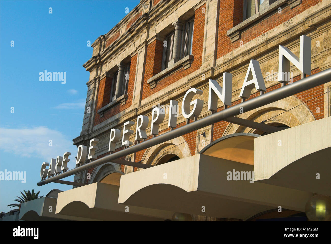 France. Southwest. Perpignan. Sign at the Perpignan Train Station made