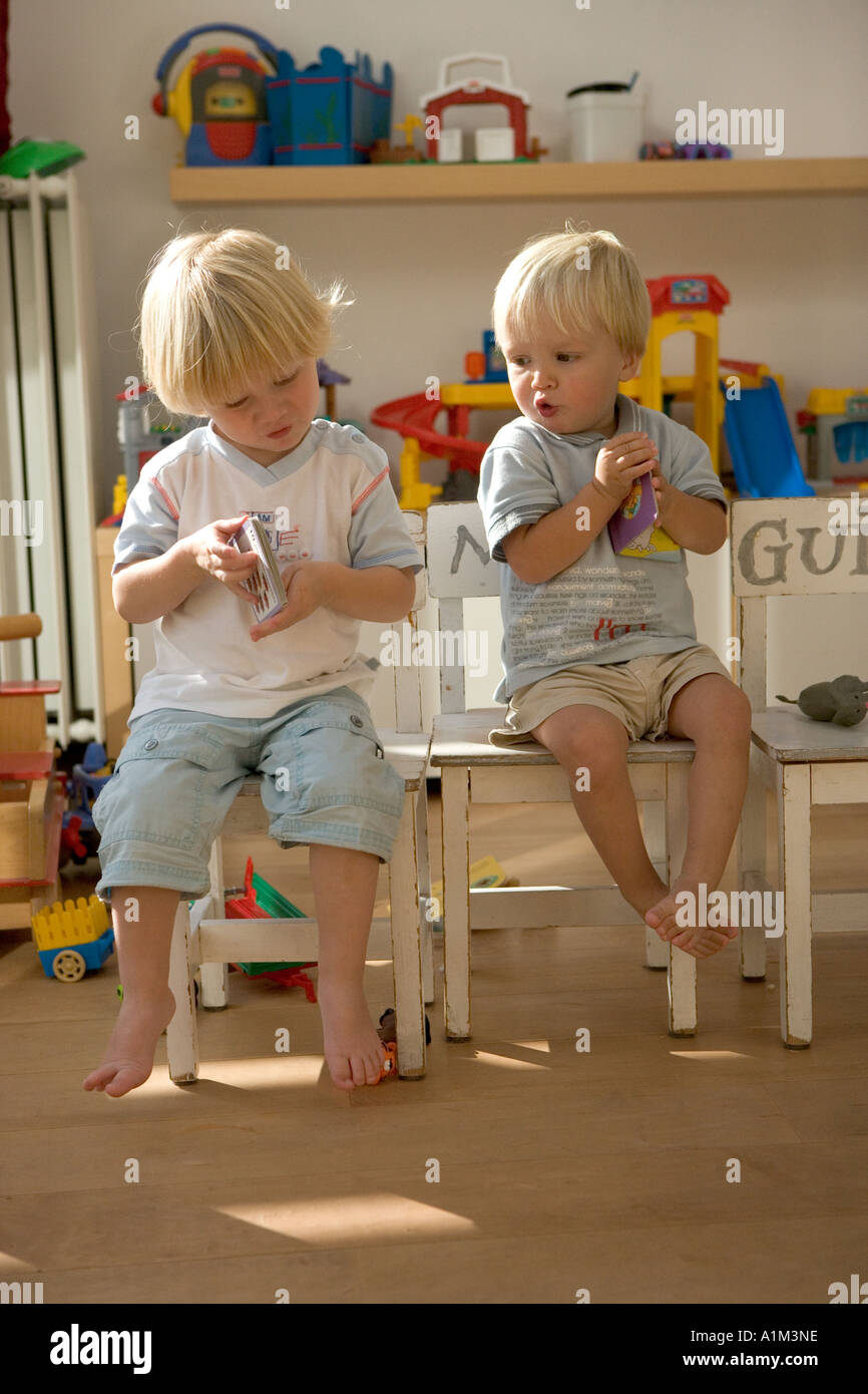 Two Litlle Blond Boys In A Day Care Center Stock Photo 5878429