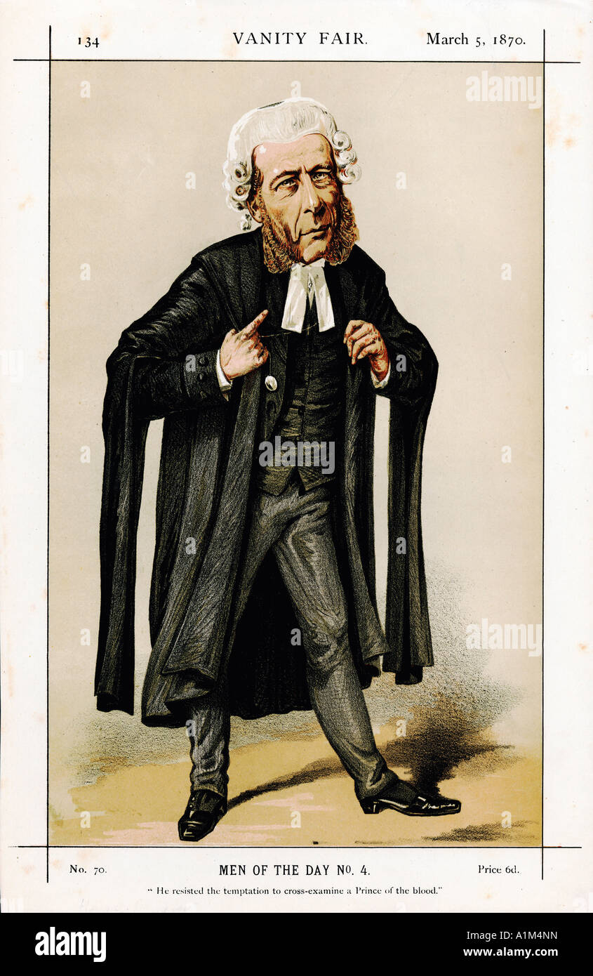 Serjeant Ballantine 1870 cartoon from Vanity Fair of the celebrated leading English barrister William Ballantine Stock Photo