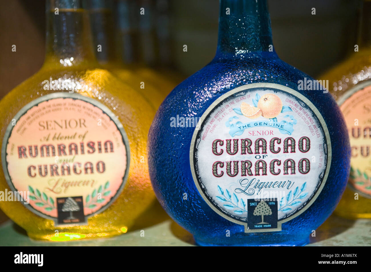 Bottles of Curacao Liqueur, Willemstad, Curacao, Netherlands Antilles