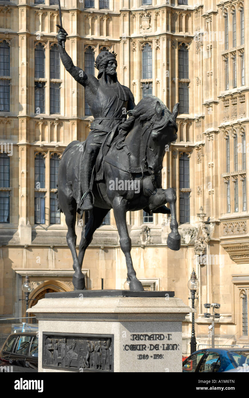 Statue of Richard I Coeur de Leon in front of the Houses of Parliament  London Stock Photo - Alamy