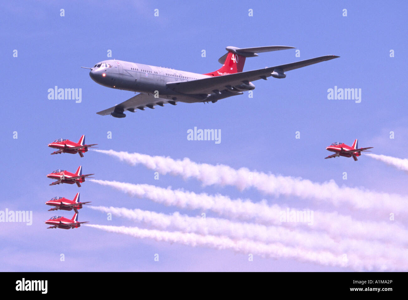 RAF Red Arrows & Vickers VC10 aircraft formation flypast at Fairford