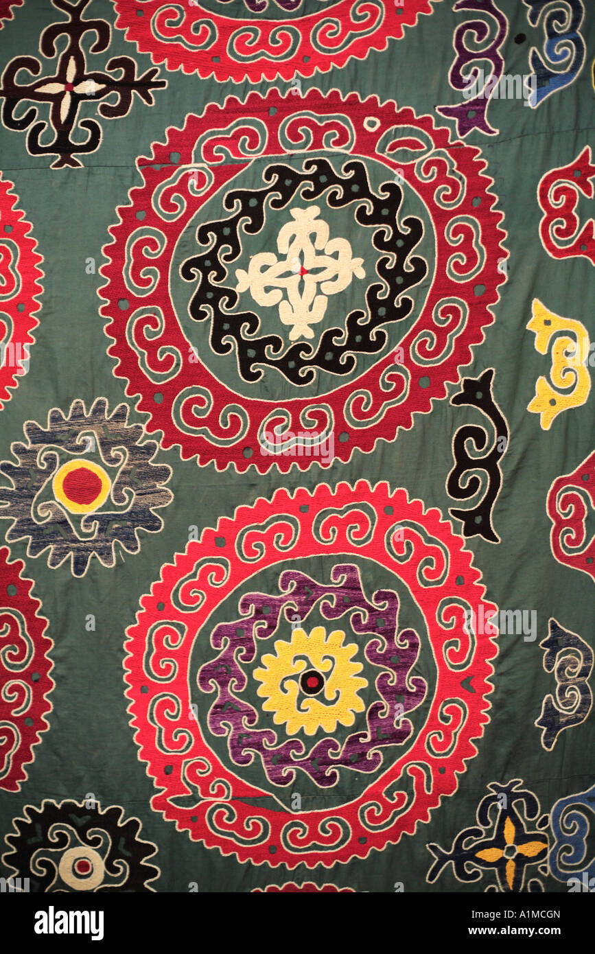Uzbek traditional embroidery, Samarkand, Uzbekistan Stock Photo