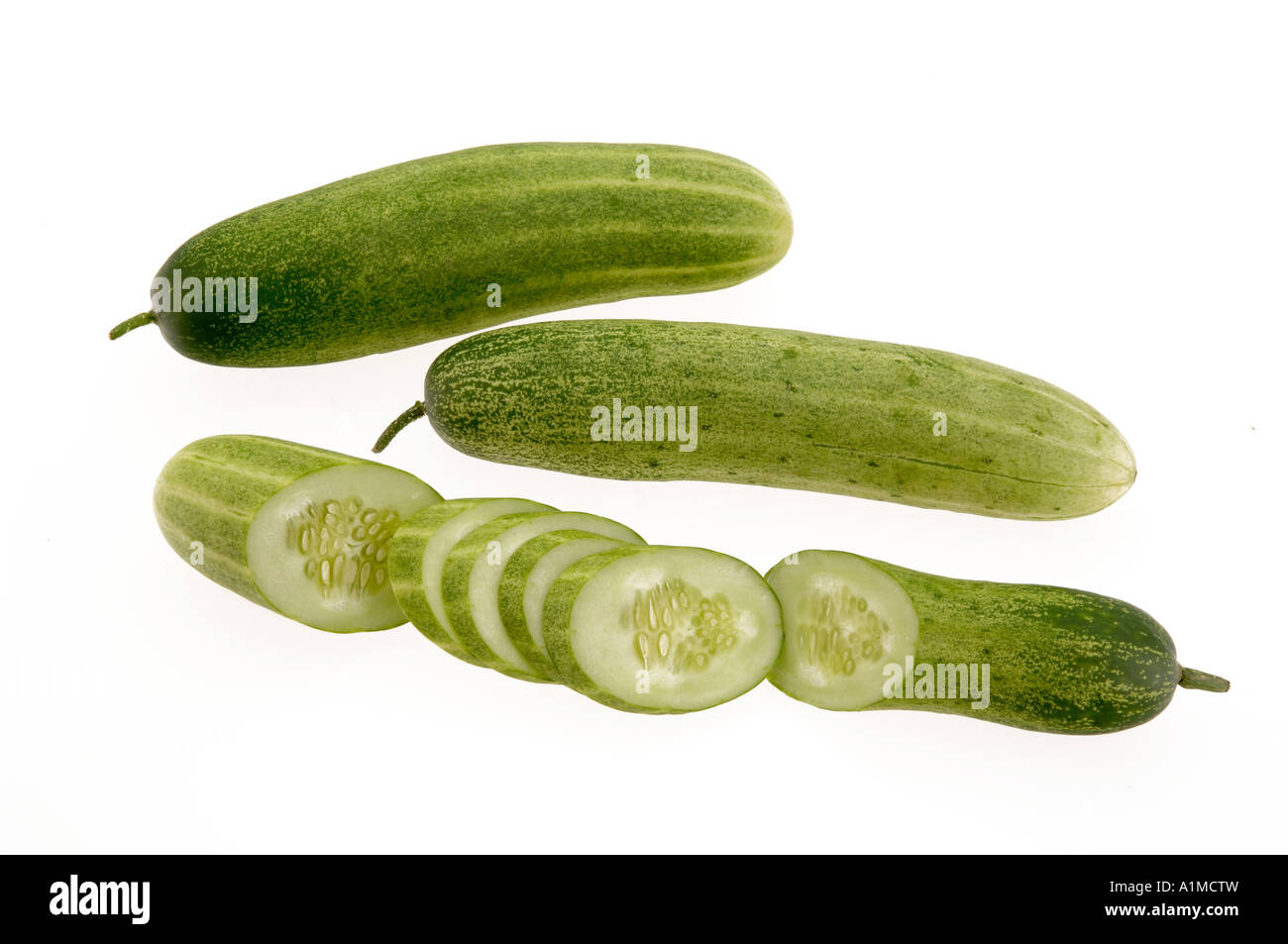 Cucumber slices with white background Stock Photo