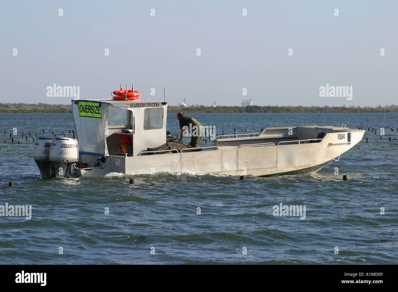 Oyster boat on lease Cowell South Australia Stock Photo Alamy