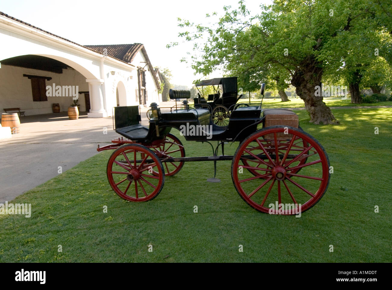 Chile Wine Country Horse carriage on display at Undurraga Winery near Santiago Vina Undurraga Historical legacy of family Stock Photo