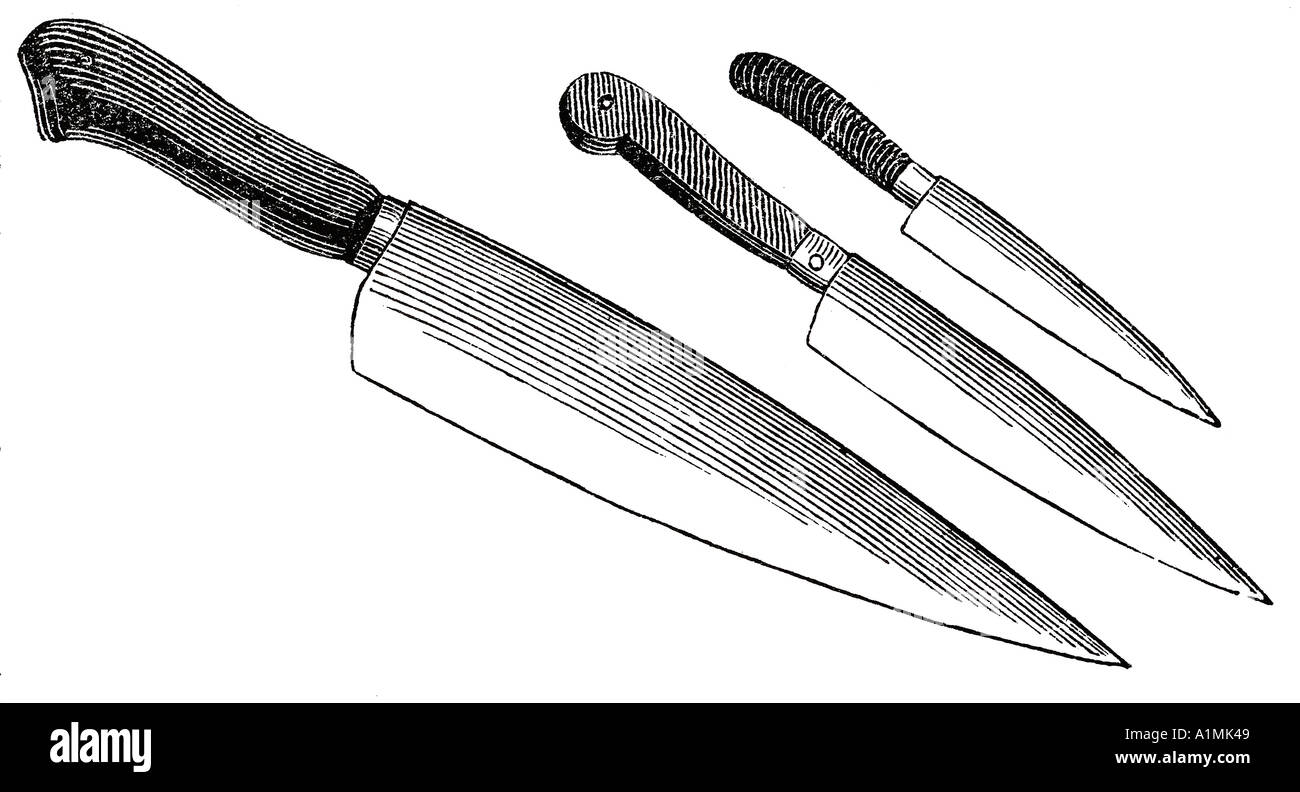Various knives illustration Stock Photo